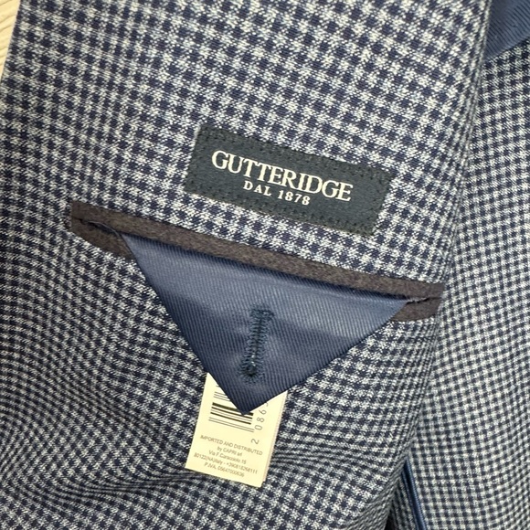 Gutteridge Italy Blue Plaid Blazer Wool Size 50 - Picture 6 of 10